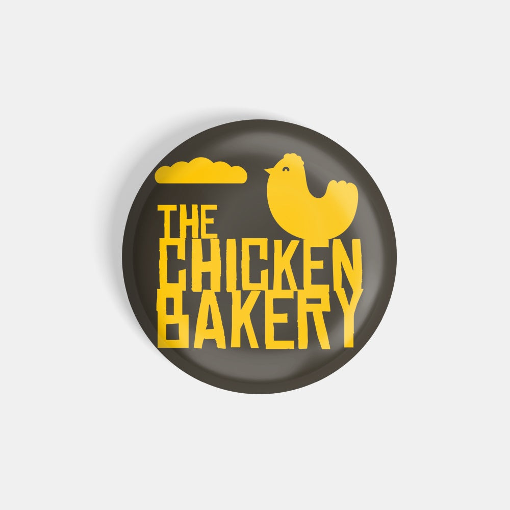 dhcrafts Round Fridge Magnet Black Food Lovers The Chicken Bakery Glossy Finish Design Pack of 1 (58 mm)